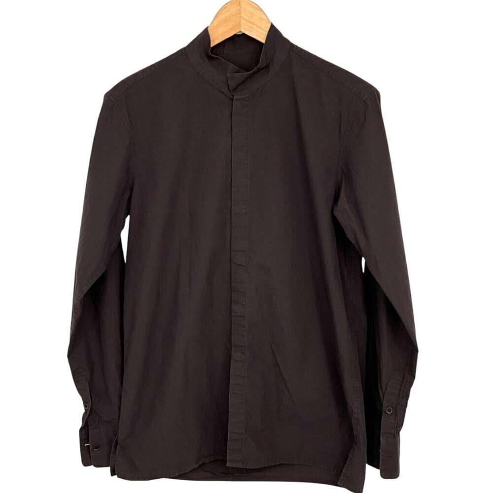Lad Musician Flowers 03 Shirt EUR Size 42 Brown Long Sleeve Stand Up Collar